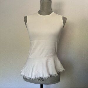Theory Asymmetrical Peplum Sleeveless Boatneck Tank Top P XS